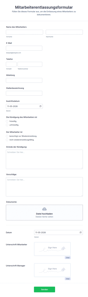 Mitarbeiterentlassungsformular
