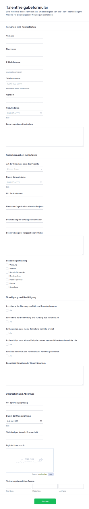 Mitarbeiterfreigabeformular