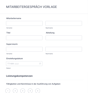 Mitarbeitergespräch Vorlage Form Template