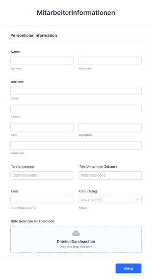 Mitarbeiterinformationen Form Template