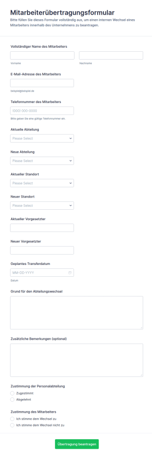 Mitarbeiterübertragungsformular