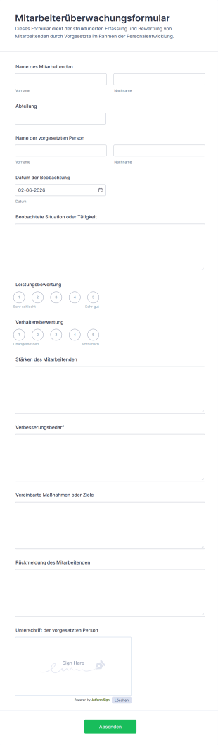 Mitarbeiterüberwachungsformular