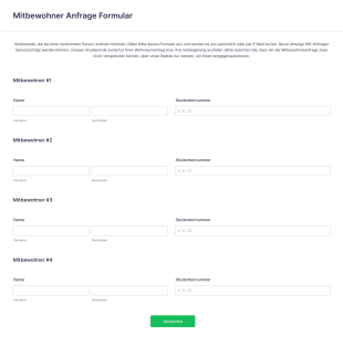 Mitbewohner Anfrage Formular Form Template
