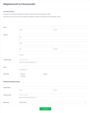Mitgliedschaft Im Fitnessstudio Form Template