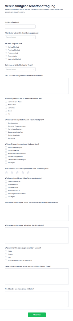 Mitgliedschafts Umfrage