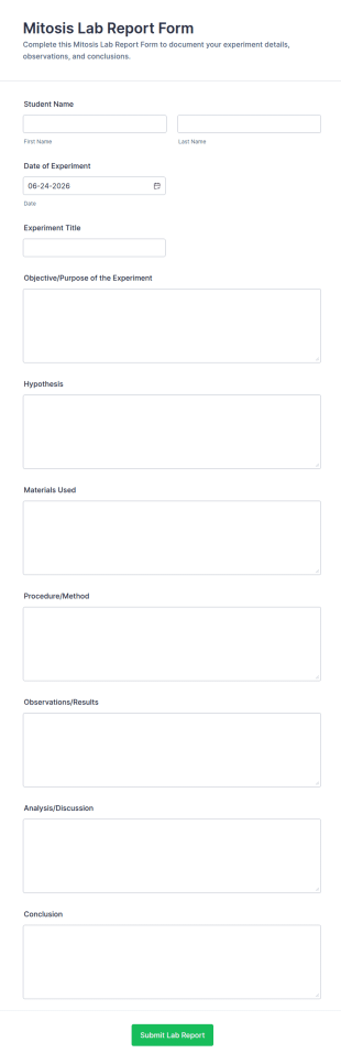 Mitosis Lab Report Form Template