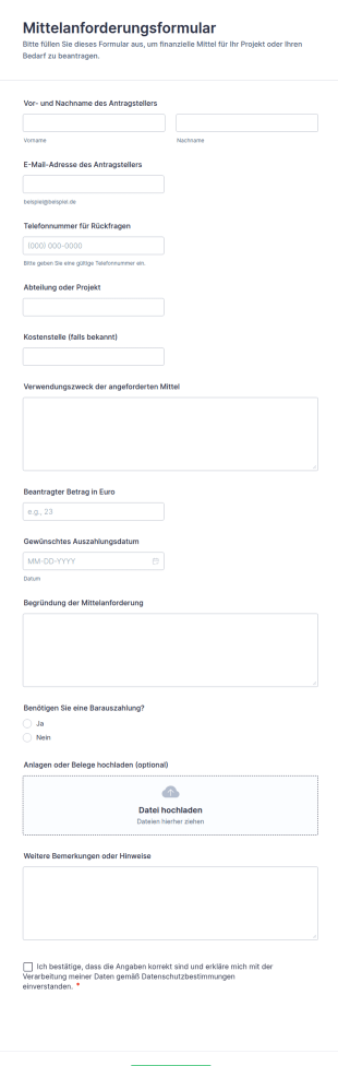 Mittelanforderungsformular