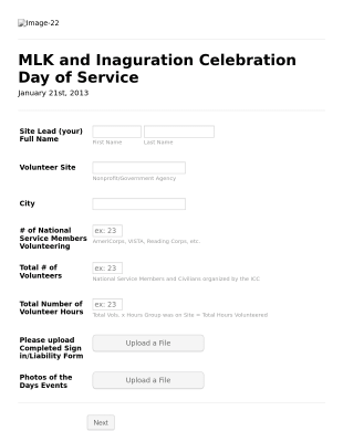 MLK Day Of Service 2013 Form Template