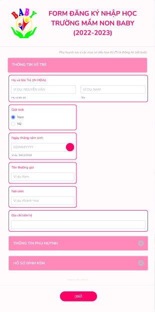 Mnbaby Form Đăng Ký Nhập Học Trường Mầm Non Baby