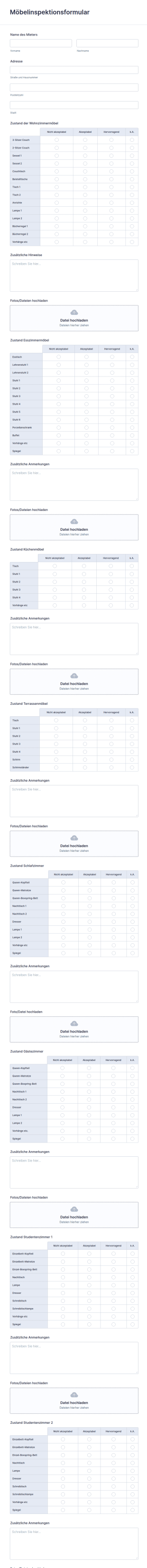 Möbelinspektionsformular