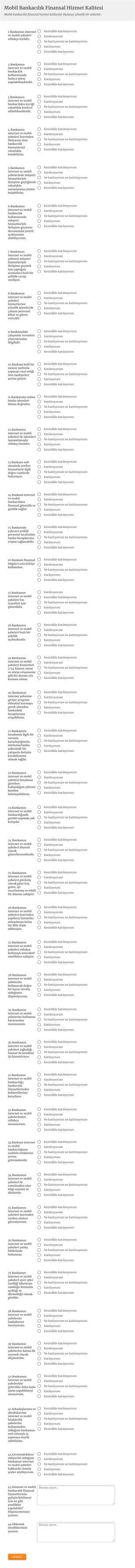 Mobil Bankacılık Finansal Hizmet Kalitesi Form Template