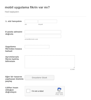 Mobil Uygulama Fikrim Var Form Şablonu