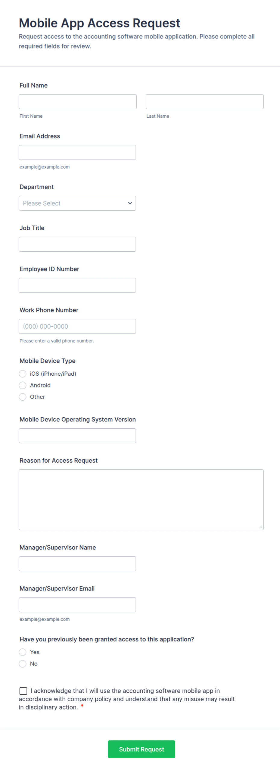 Mobile App Access Request Form Template | Jotform