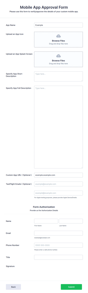 Mobile App Approval Form Template