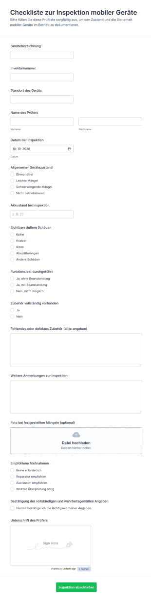 Mobile Ausrüstungsprüfung Survey