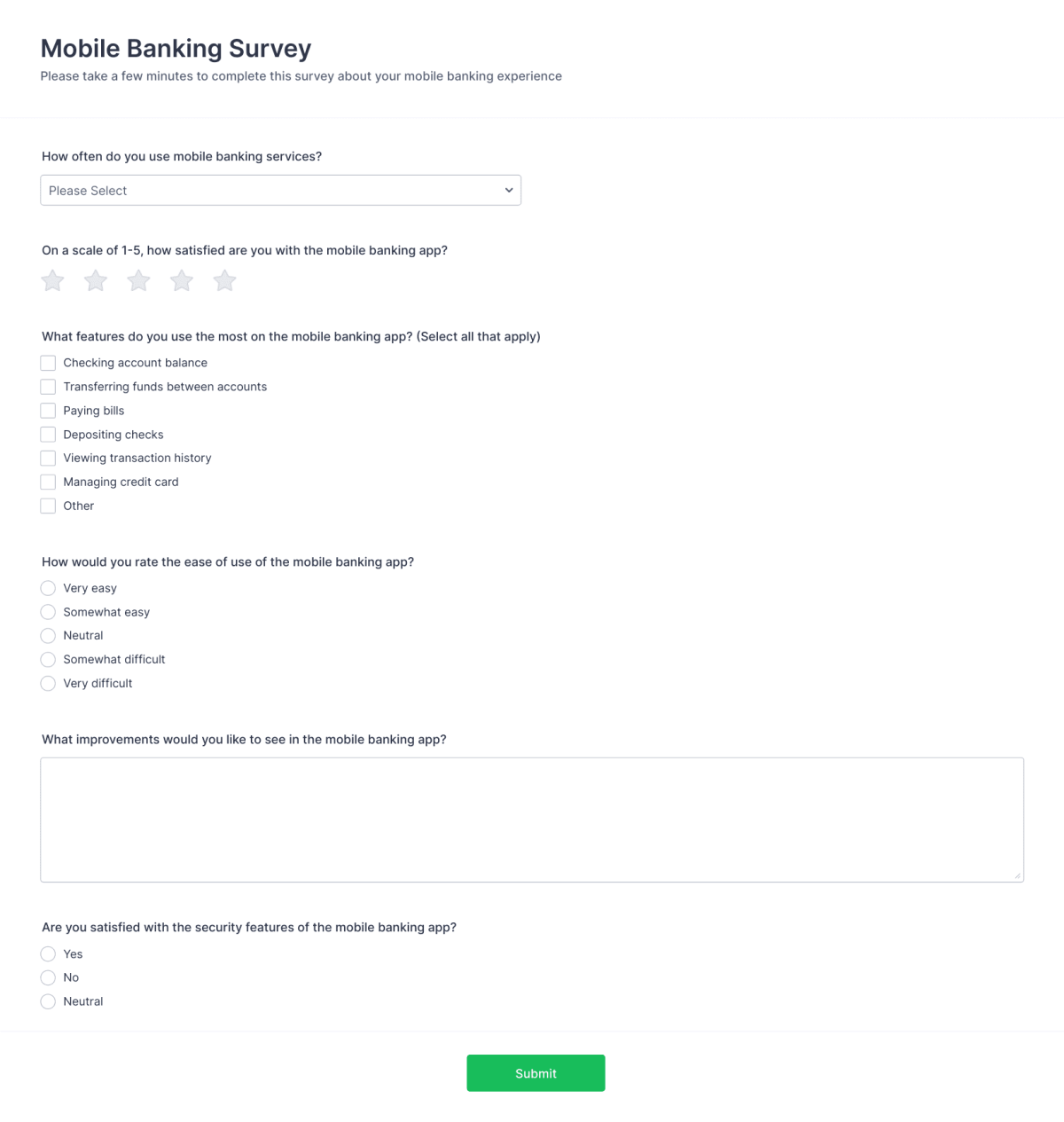 Mobile Banking Survey Form Template | Jotform