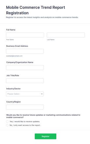 Mobile Commerce Trend Report Registration Form Template