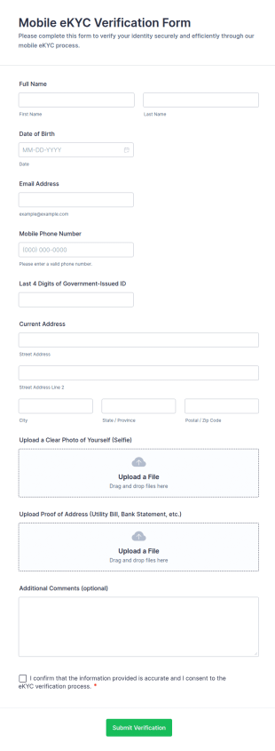 Mobile EKYC Verification Form Template