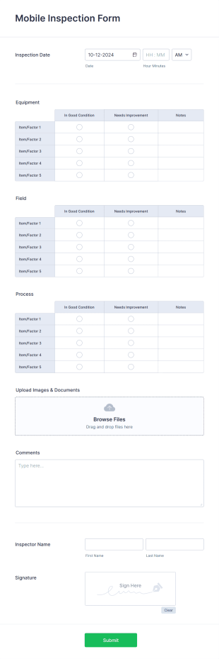 Mobile Inspection Form Template