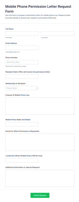 Mobile Phone Permission Letter Request Form Template