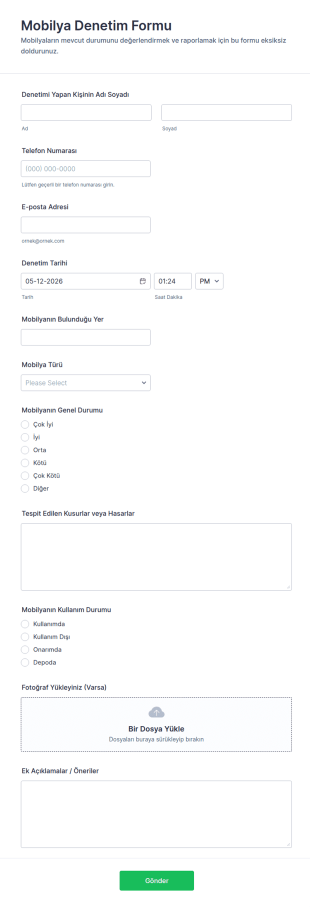 Mobilya Denetim Form Şablonu