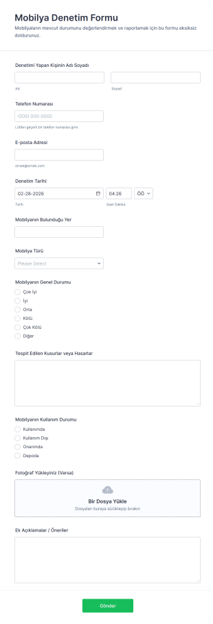 Mobilya Denetim Form Şablonu