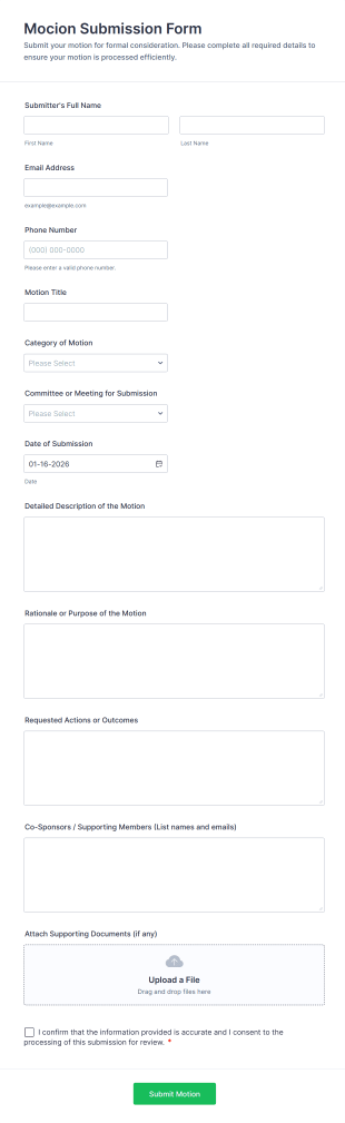 Mocion Submission Form Template