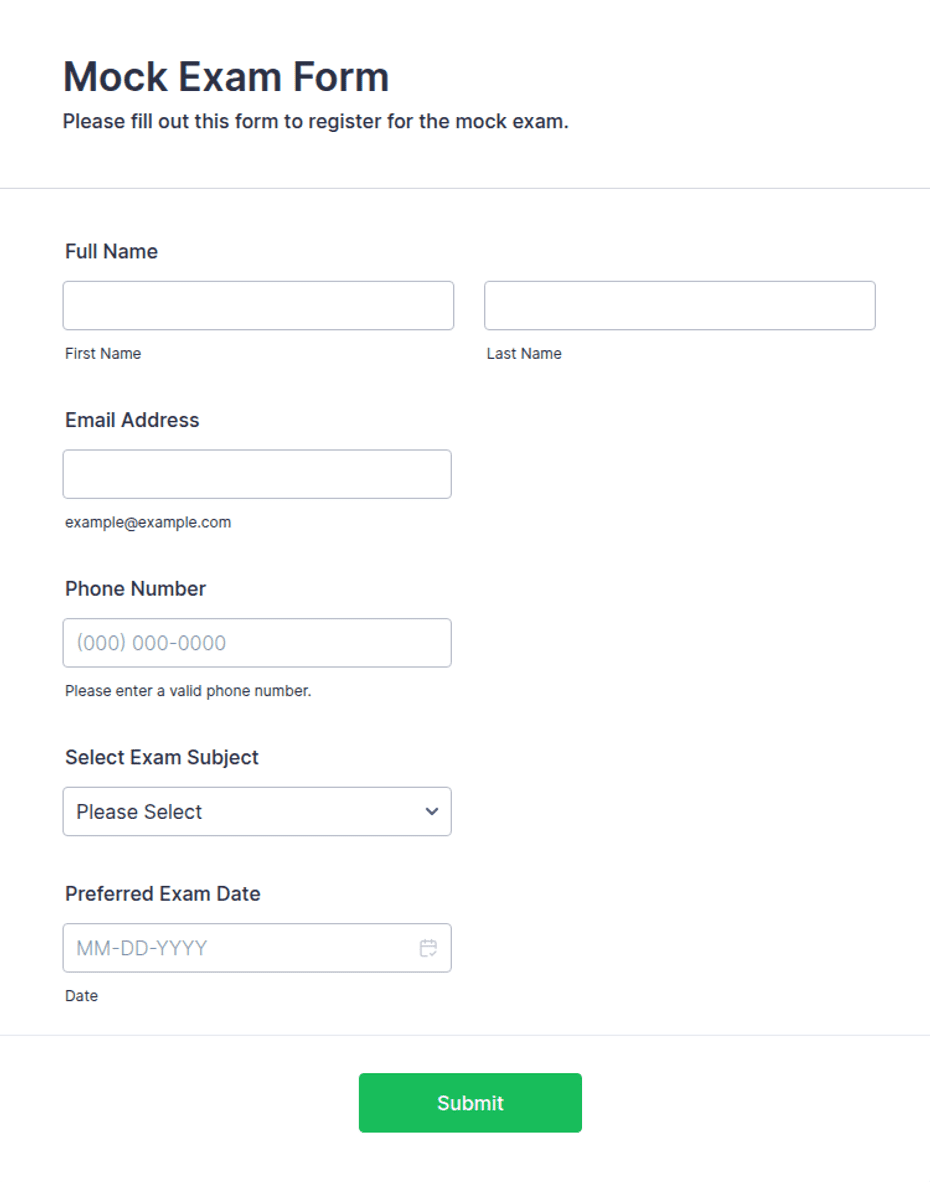 Mock Test Form Mock Exam Form Template | Jotform