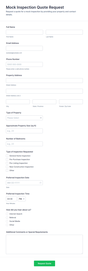 Mock Inspection Quote Request Form Template