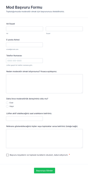 Mod Başvuru Form Template