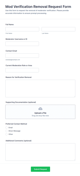 Mod Verification Removal Request Form Template