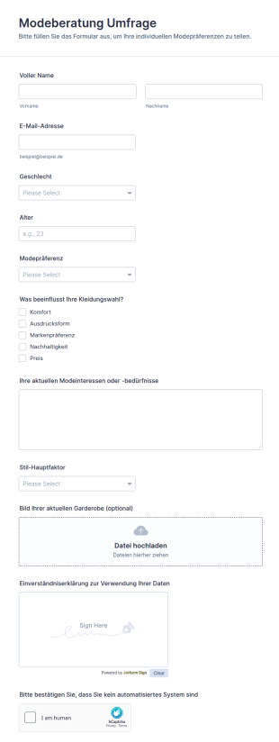 Modeberatung Umfrage
