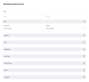 Modebestellformular Form Template