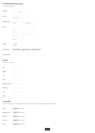 Model Ajansı Başvuru Form Template