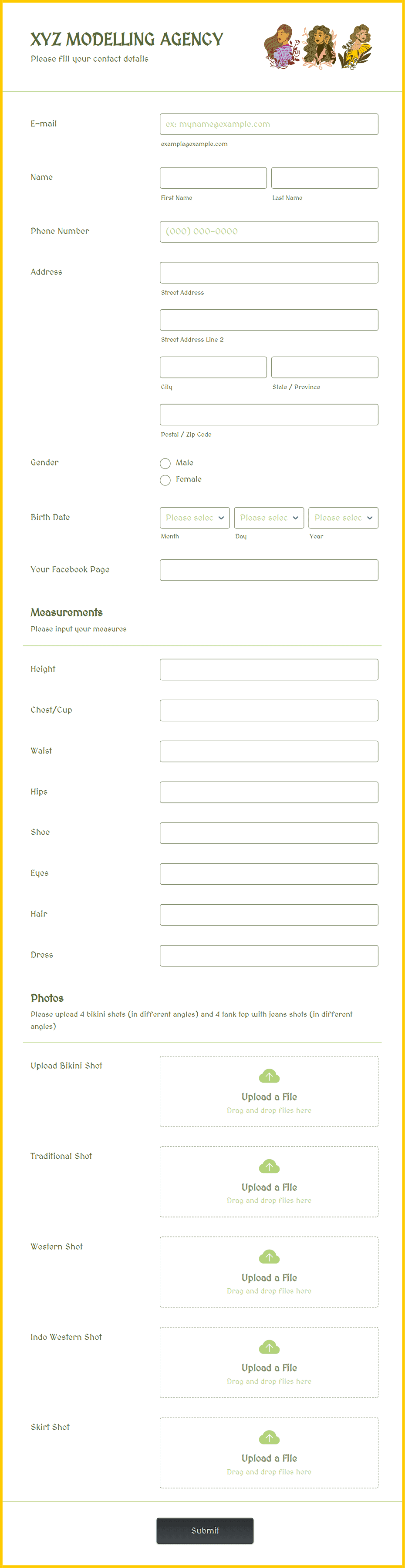 Model Application Form Template | Jotform