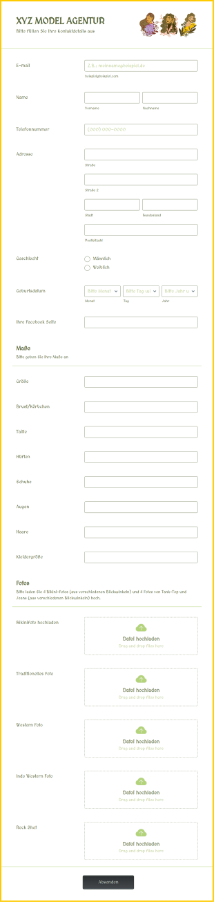 Model Bewerbungsformular Form Template