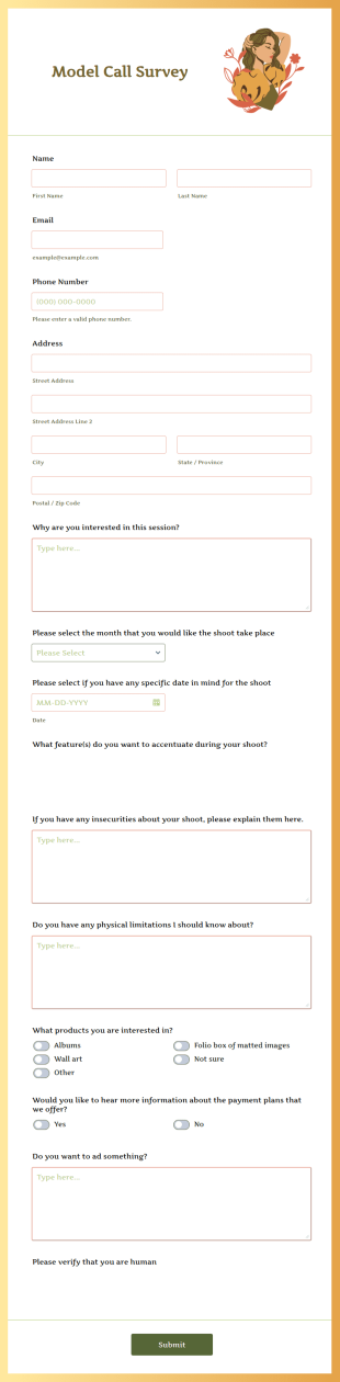 Model Call Survey Form Template