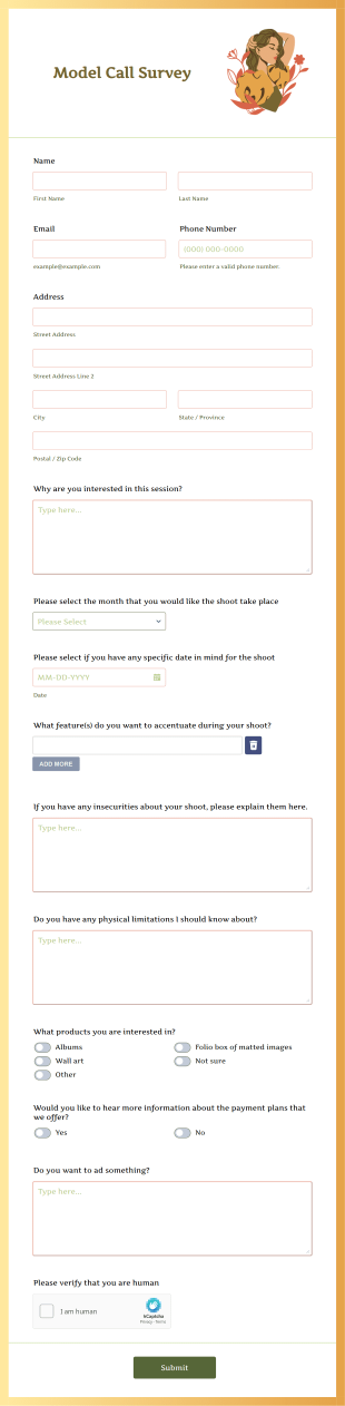 Model Call Survey Form Template