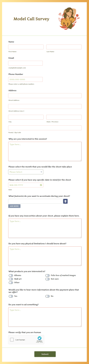 Model Call Survey Form Template