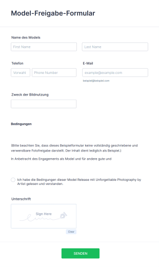 Model Freigabe Formular Form Template
