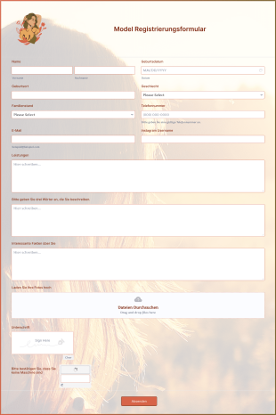 Model Registrierungsformular Form Template