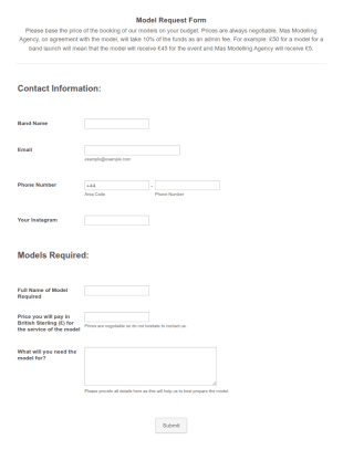 Model Request Form Template