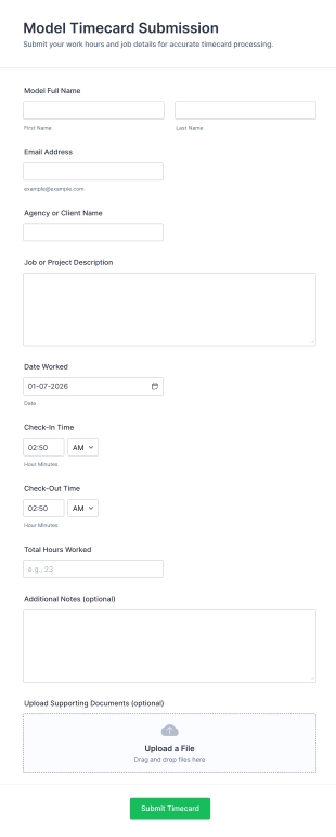Model Timecard Submission Form Template