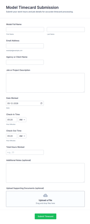 Model Timecard Submission Form Template