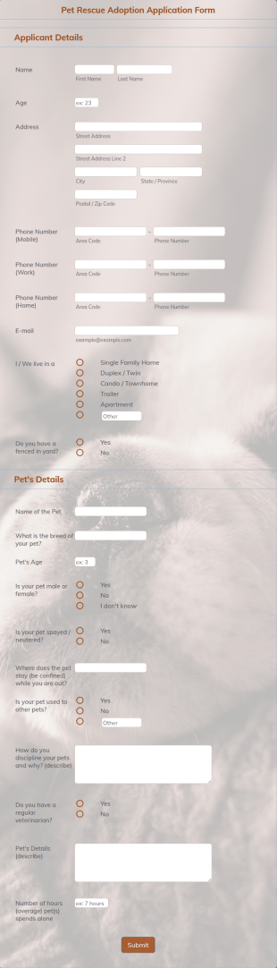 Modèle D'approbation D'adoption D'animaux