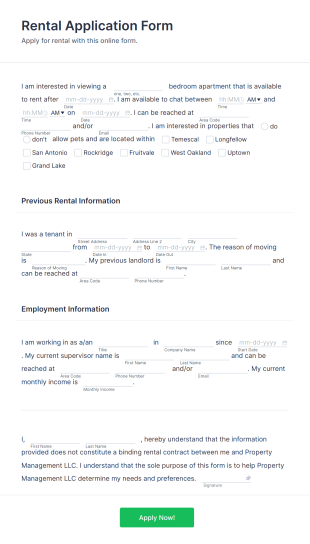 Modèle D'approbation De Demande De Location Form Template