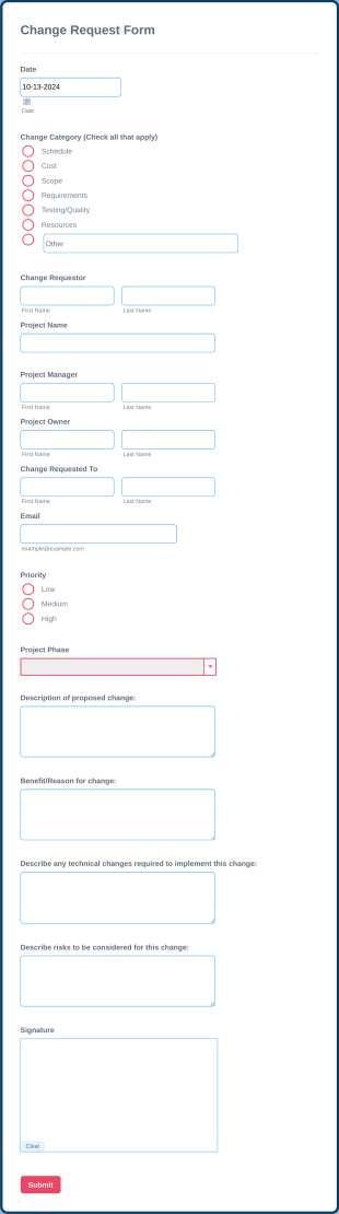 Modèle D'approbation De Demande De Modification Form Template