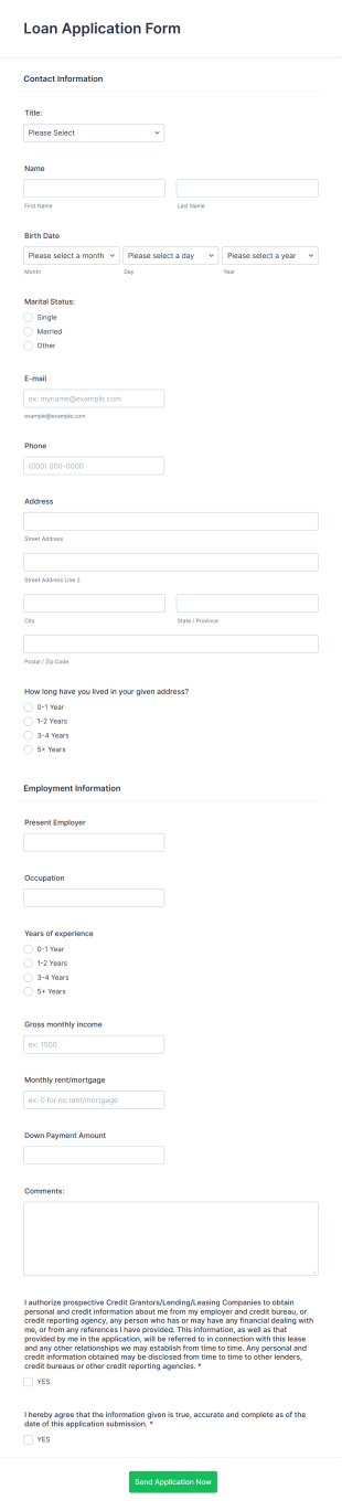 Modèle D'approbation De Prêt Personnel Form Template