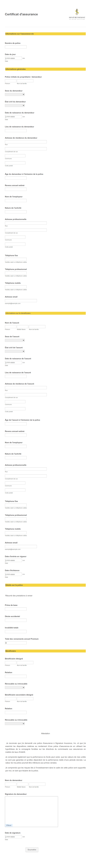 Modèle De Certificat D'Assurance