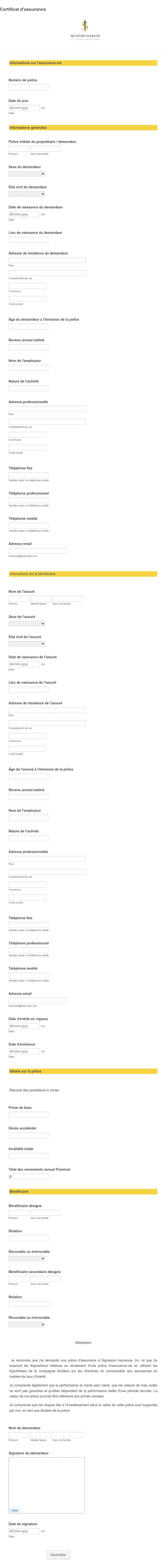 Modèle De Certificat D'Assurance